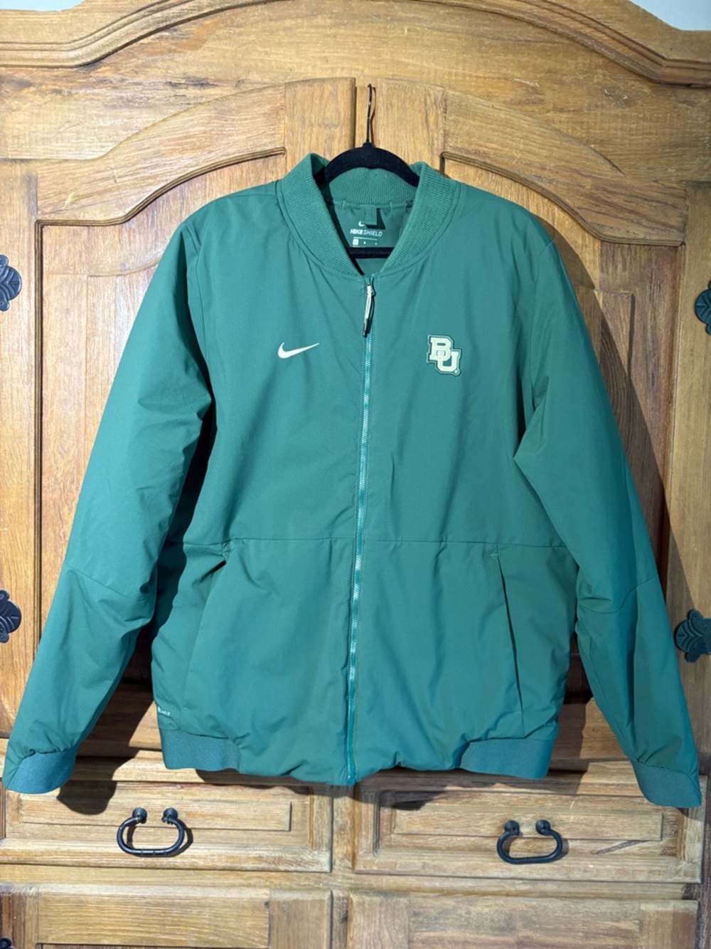 Nike Green Baylor Bomber Jacket with White Logo